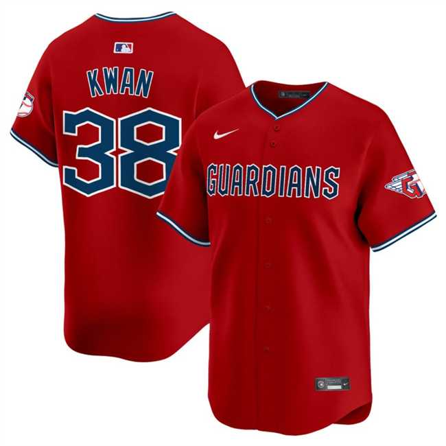 Mens Cleveland Guardians #38 Steven Kwan Red Alternate Limited Stitched Jersey Dzhi->cleveland guardians->MLB Jersey
